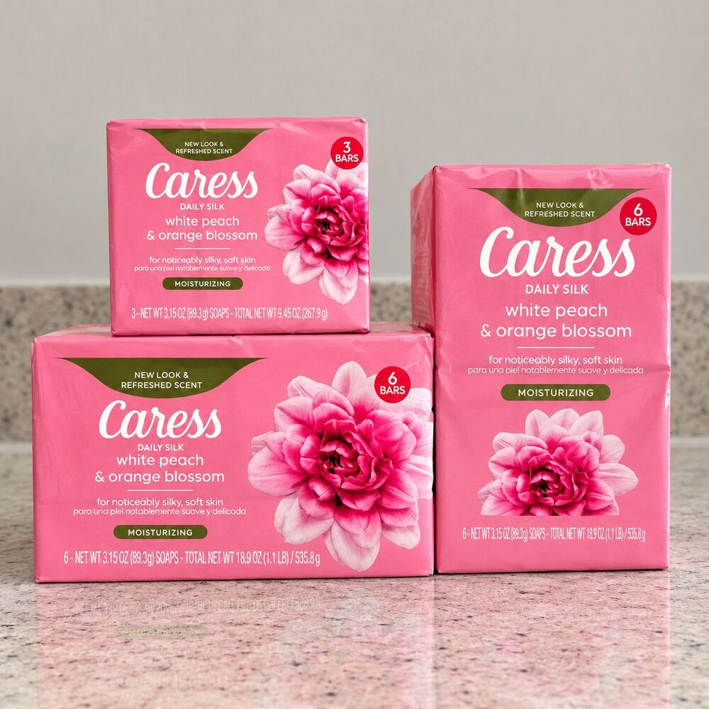 Caress Daily Silk Moisturizing Soap 15 Bars White Peach & Orange Blossom